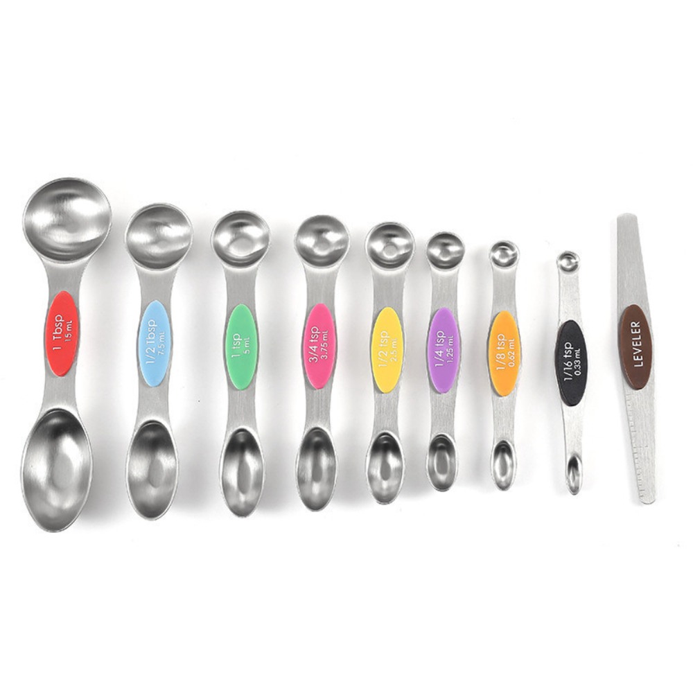Kitchen Glass Baking Set - Paslanmaz Çelik Metal Manyetik Ölçü Kaşıkları