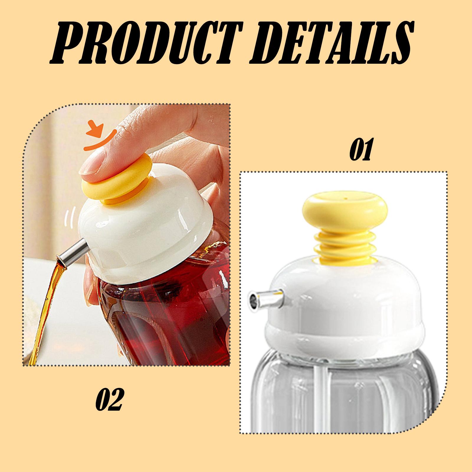 Kitchen Glass Baking Set - Zeytinyağı Dağıtıcı Basmalı Susam Yağı Kavanozu