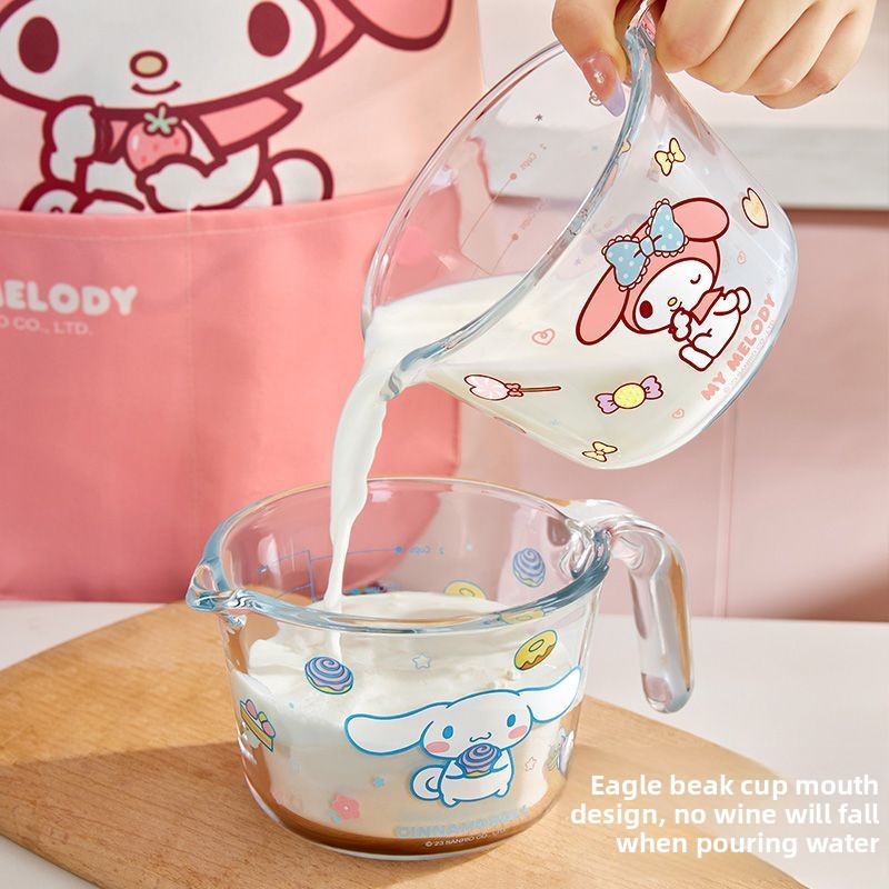 Kitchen Glass Baking Set - Sevimli Karikatür Ölçü Kabı Kawaii Pembe