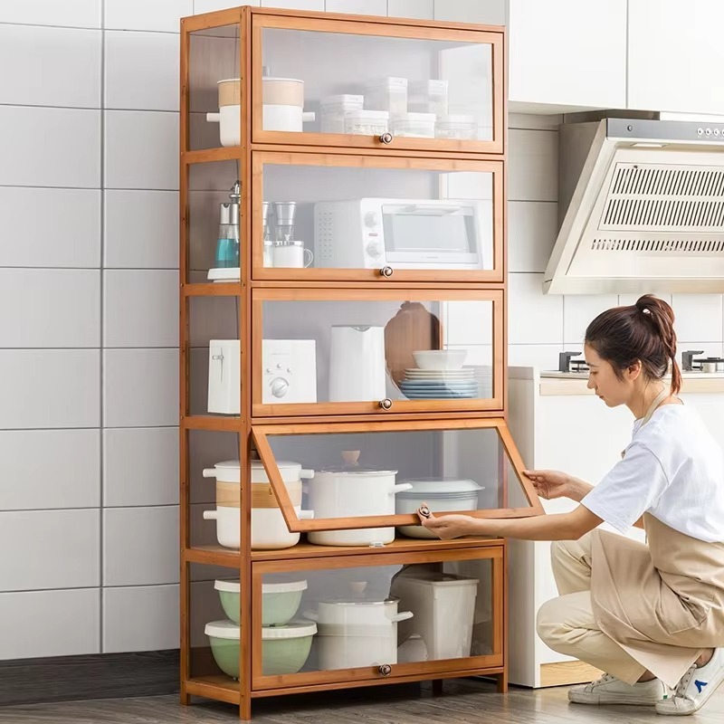 Kitchen Baking Cart - Mutfak arabası mango ağacı ayarlanabilir saklama